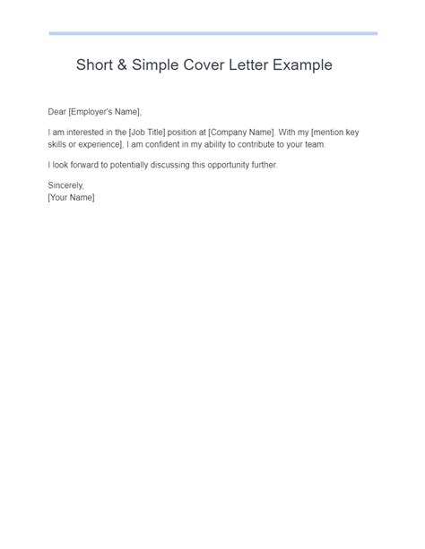 Short Cover Letter For Resume Examples