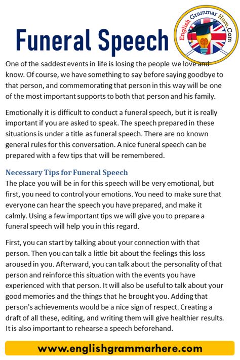 Short Funeral Speech Examples