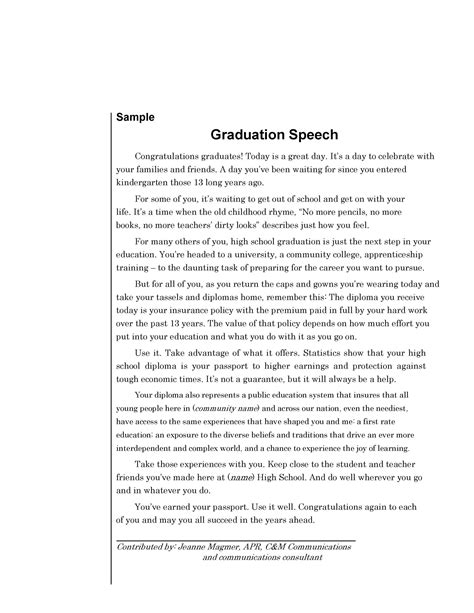 Short Graduation Speech For University