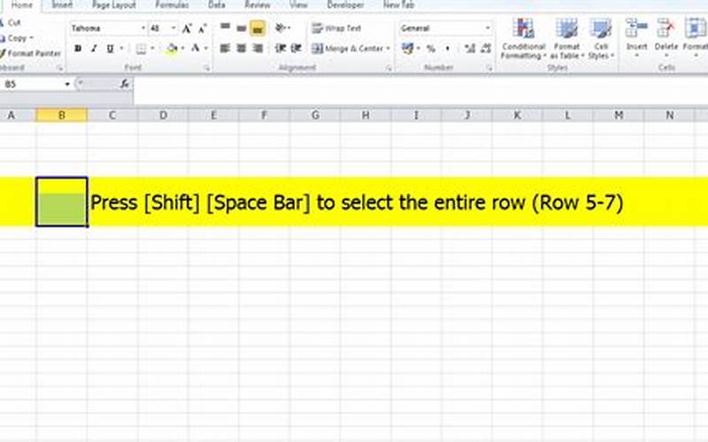 Shortcut Excel Shift Spacebar