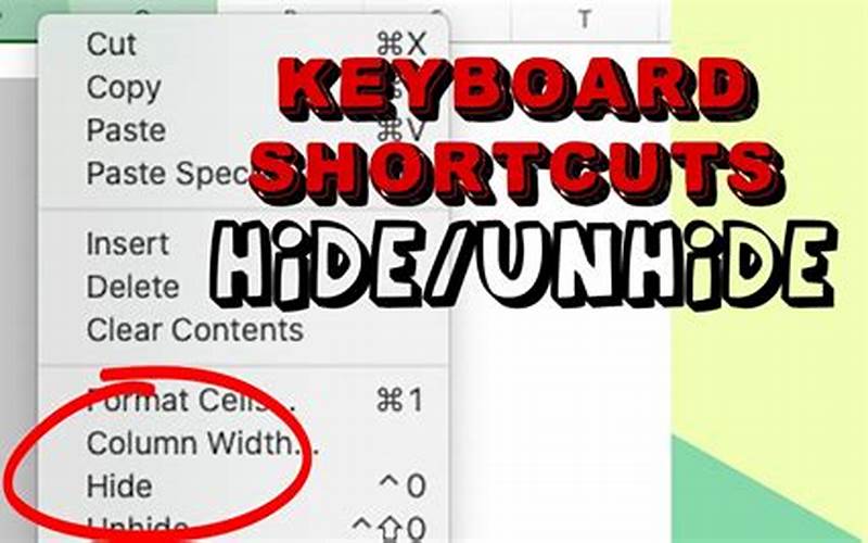 Shortcut Key Unhide Columns Excel