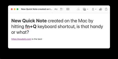 Shortcut to Create a New Note on Mac