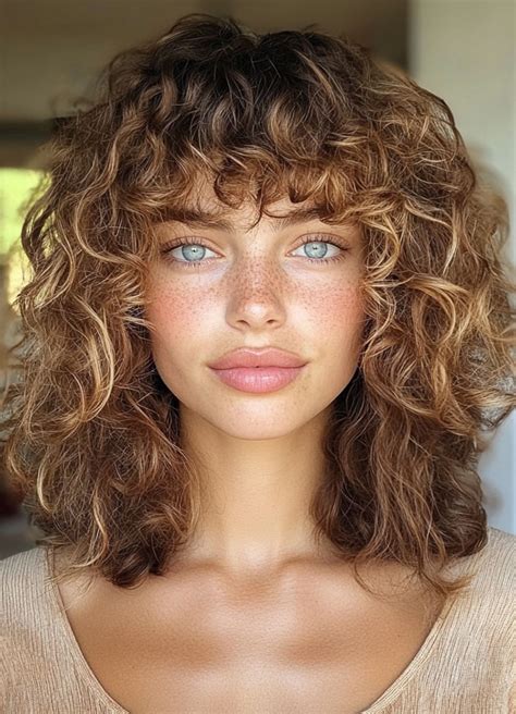 Shoulder Length Curly Hair With Bangs