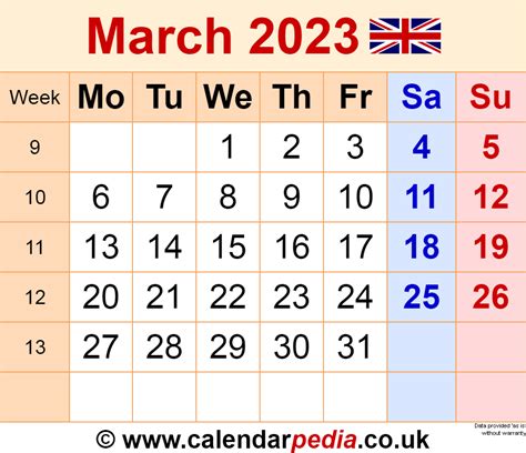 Show Me The March Calendar