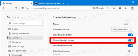 Show or Hide Collections Button in Microsoft Edge