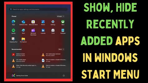 Show or hide recently added apps