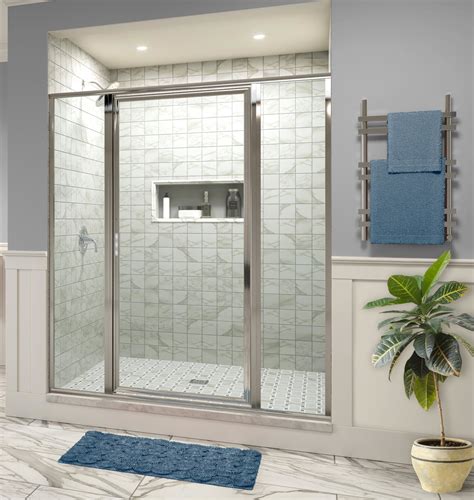VIGO Meridian 34 1/8 inch x 74 inch Fixed Single Panel Bathroom Shower Door Frame with Clear 3/8