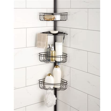 HomeCrate Three Tier Corner Tension Pole Shower Caddy 9/FT Height With Soap Dish eBay
