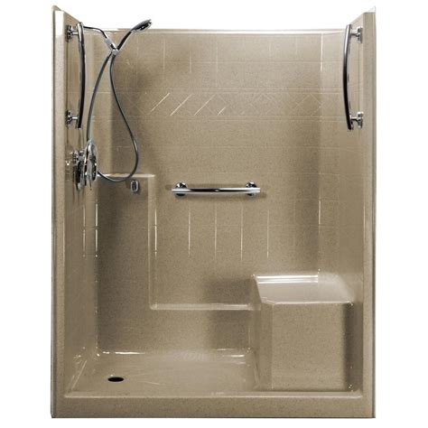 4LDSS6030 Four Piece 60” x 30” Curbed Shower, 5” Threshold, End Drain, and Moldin Seat ORCA