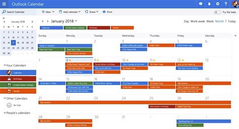 Showing Calendar In Outlook