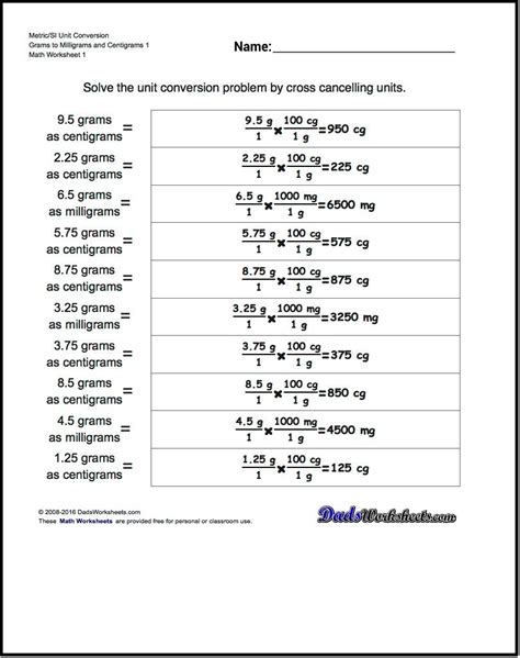 Si Units Of Measurement Worksheet