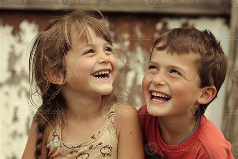 Siblings laughing