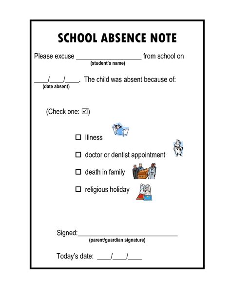 Sick Note Template For School