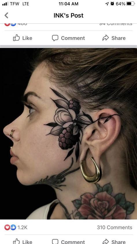 Side Face Tattoo By Ear