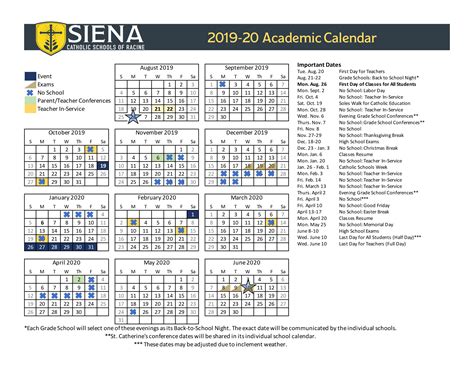 Siena Heights University Calendar