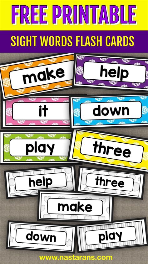 Sight Words Flash Cards Free Printable