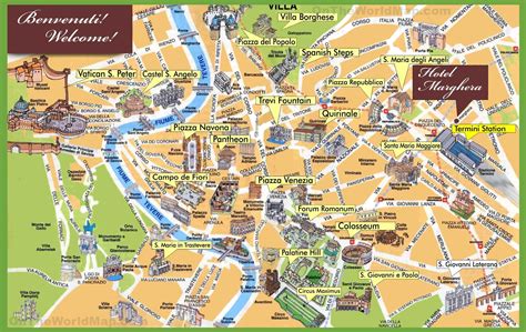 Rome Attractions Map PDF FREE Printable Tourist Map Rome, Waking