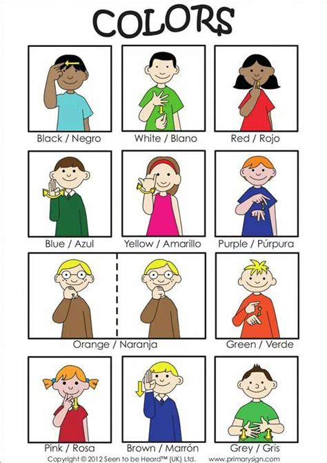 Sign Language Colors Printable