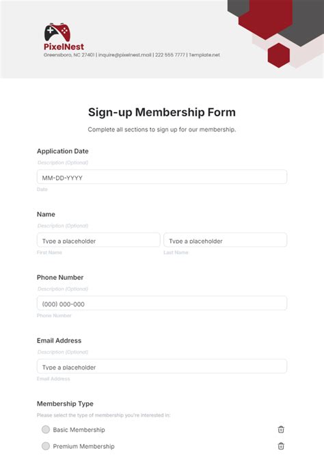 Sign up for a membership