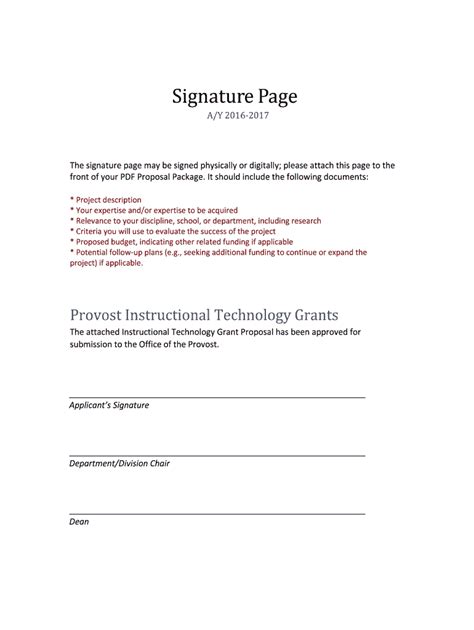 Signature Page Template
