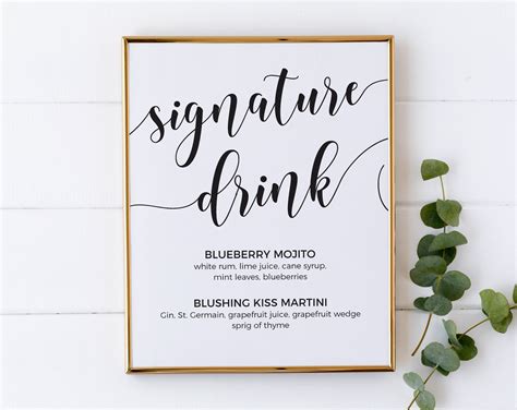 Signature Drink Sign Template