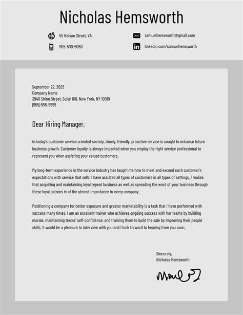 Signed Cover Letter