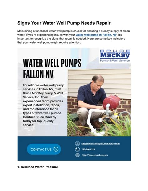 Signs your well pump needs repair