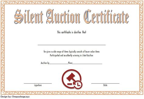 Silent Auction Certificate Template 10 New Designs 2019 within Free
