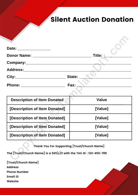 Original Silent Auction Donation Receipt Template Simple Receipt