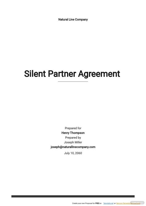 Silent Partnership Agreement Template