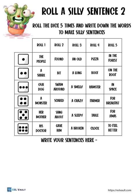 Silly Sentences Worksheet