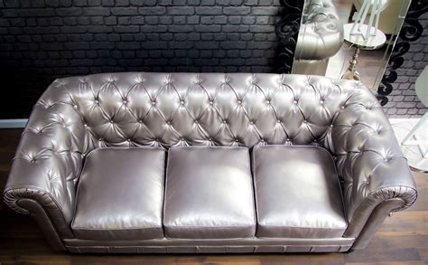Silver Leather Sofa