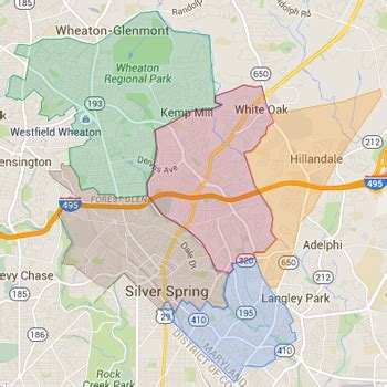 Silver Spring Maryland Zip Code Wall Map (Red Line Style) by MarketMAPS