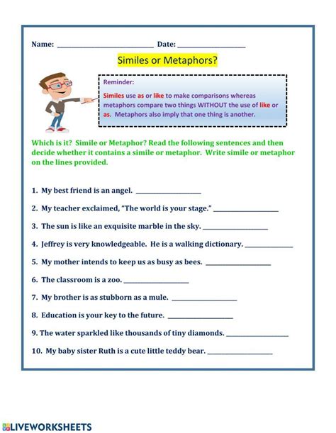 Simile and Metaphor Worksheet - Primary Resources