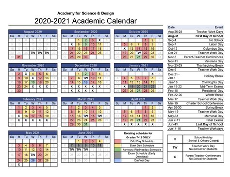 Simon Academic Calendar
