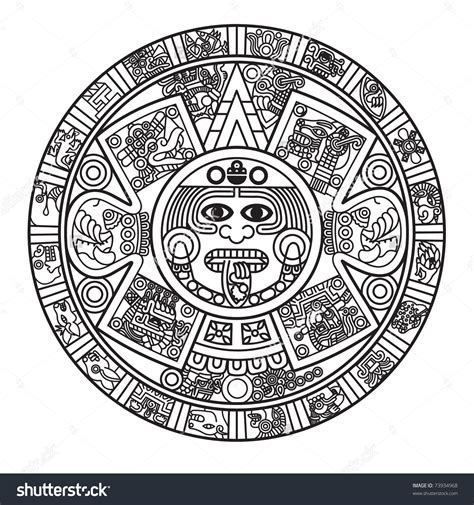 Simple Aztec Calendar Outline