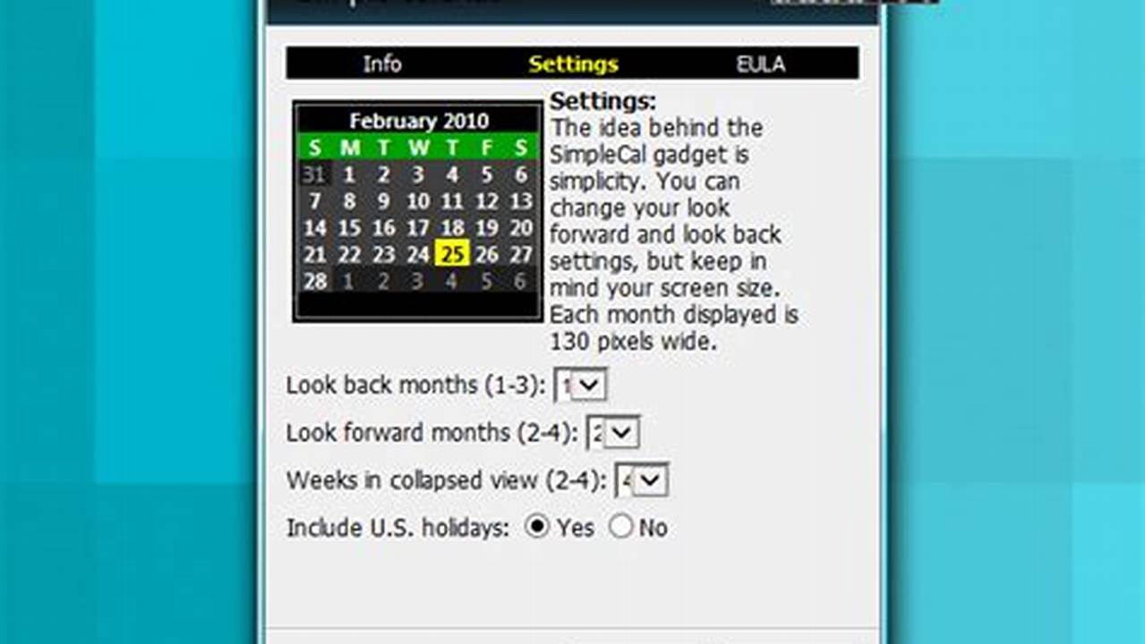 Simple Calendar For Windows 10