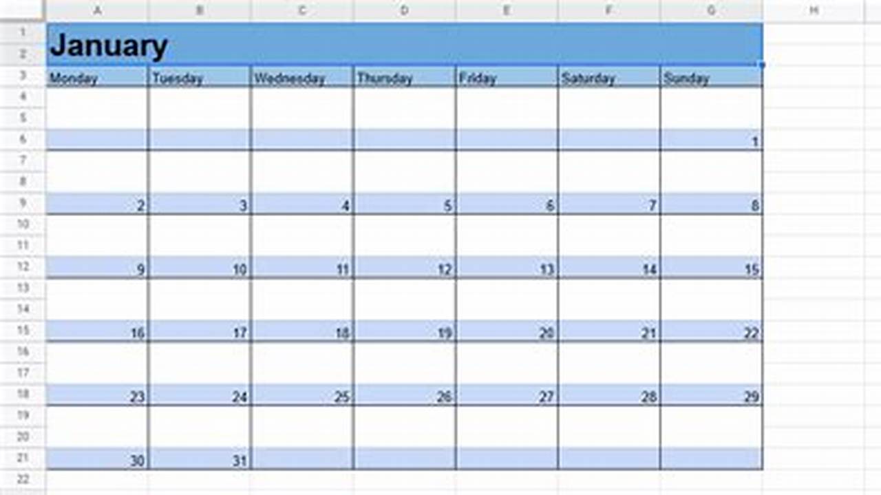 Simple Calendar Template Google Sheets