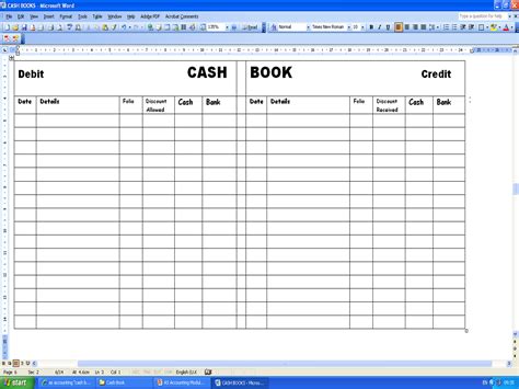 Cash Book Template for Excel Free Download