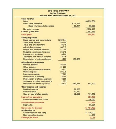 Simple Income Statement Template