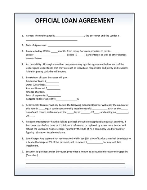Free Loan Agreement Templates PDF Word eForms