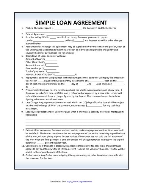 Simple Loan Document Template