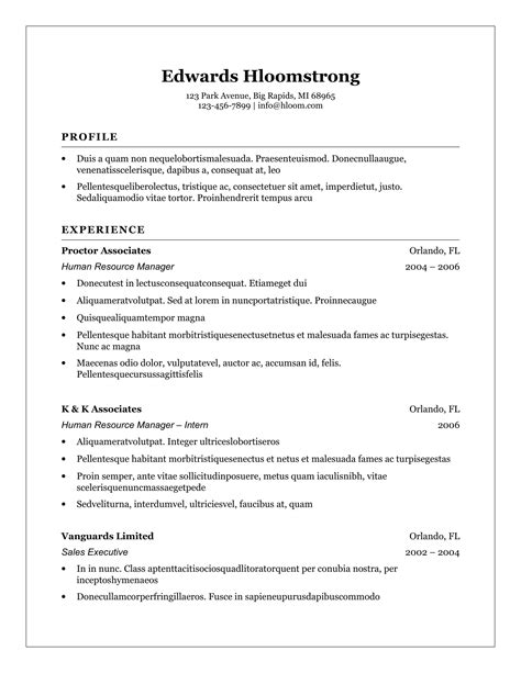 Simple Resume Format Ms Word File At Resume Examples