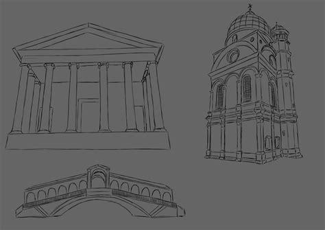 Simple Baroque Architecture Drawing