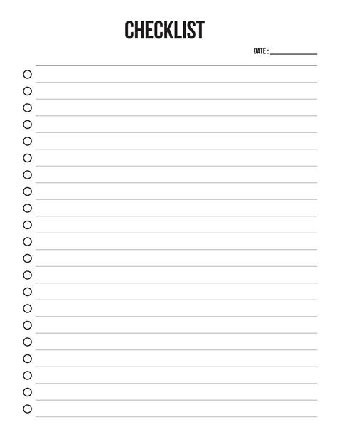 Simple Checklist Template Printable