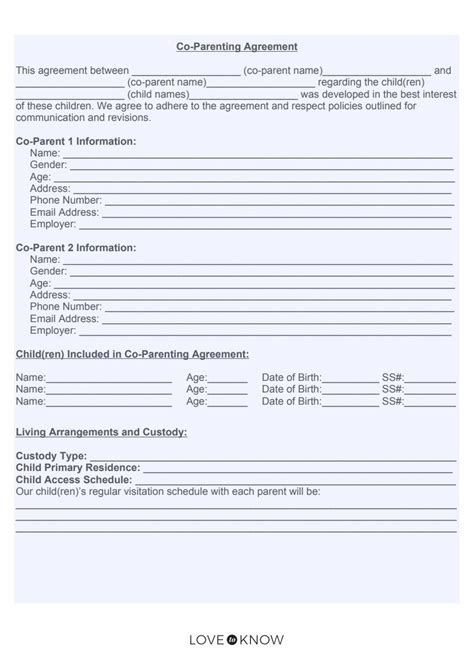 Simple Co Parenting Agreement Template