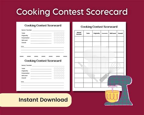 Simple Cooking Contest Score Sheet Template Printable