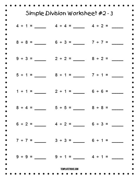 Simple Division Worksheet – Free Printable Practice Sheets Pdf