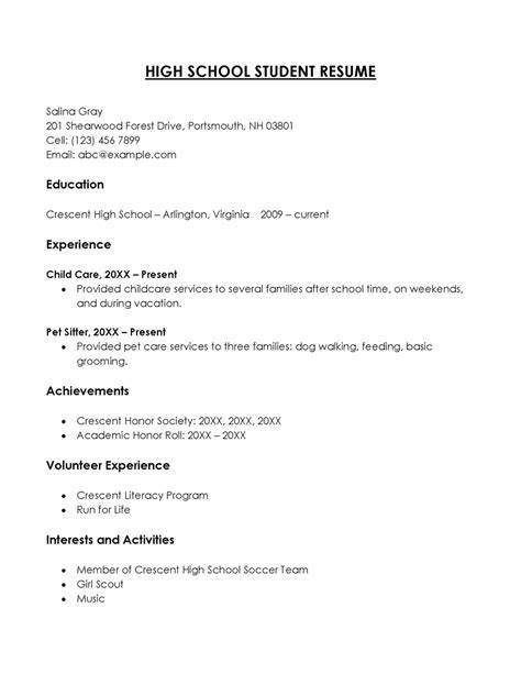 Simple High School Student Resume Examples