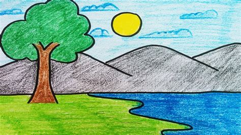 Simple Landscape Drawing For Kids